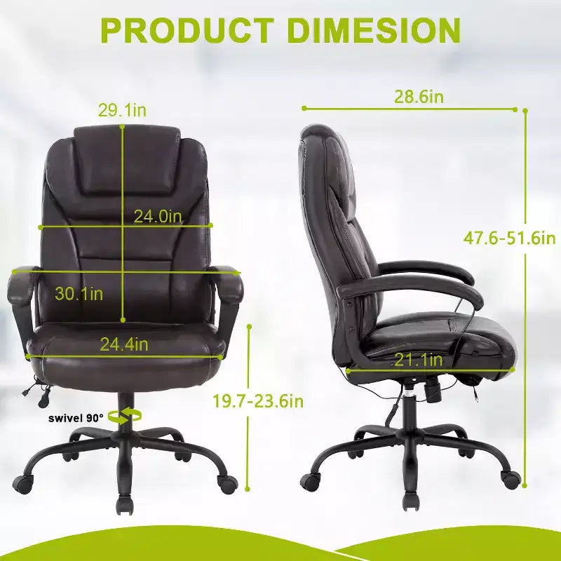 Sedia da Ufficio Grande e Alta – Capacità 227 kg, Pelle PU, Sedia da Scrivania Robusta