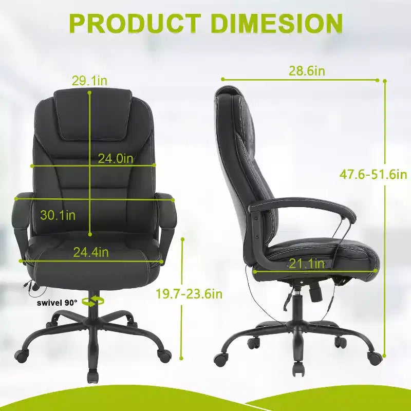 Sedia da Ufficio Grande e Alta – Capacità 227 kg, Pelle PU, Sedia da Scrivania Robusta