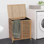 Bamboo Laundry Hamper with Lid, Removable Bag & Slatted Ventilation – Large