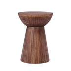 Tavolino rotondo a tamburo in legno di mango – Finitura noce lavorata a mano