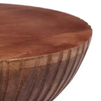 Tavolino rotondo a tamburo in legno di mango – Finitura noce lavorata a mano