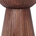 Tavolino rotondo a tamburo in legno di mango – Finitura noce lavorata a mano