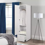 Corry Wardrobe Storage Closet – Modern White Compact Armoire