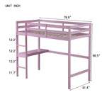 Letto a soppalco rialzato per materasso da circa 97 × 191 cm con Struttura in Legno di Gomma, Sponda di Sicurezza e Scrivania Integrata