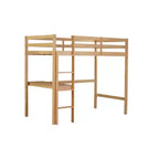 Letto a soppalco rialzato per materasso da circa 97 × 191 cm con Struttura in Legno di Gomma, Sponda di Sicurezza e Scrivania Integrata