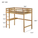 Letto a soppalco rialzato per materasso da circa 97 × 191 cm con Struttura in Legno di Gomma, Sponda di Sicurezza e Scrivania Integrata