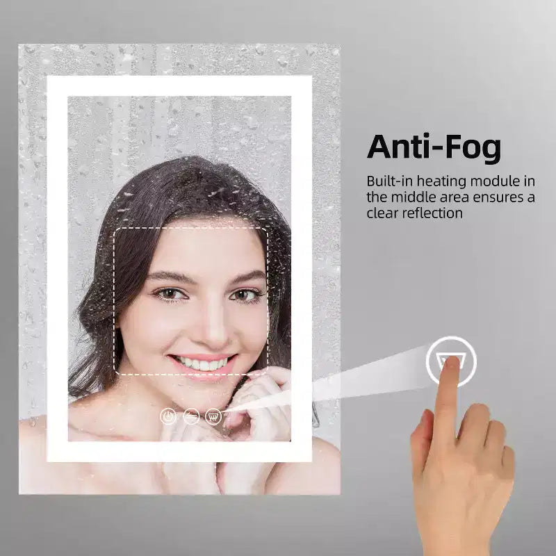 Pensile a specchio con luce, antiappannamento e dimmer – Alluminio da parete