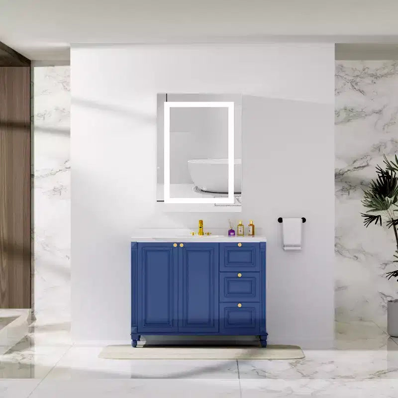 Pensile a specchio con luce, antiappannamento e dimmer – Alluminio da parete
