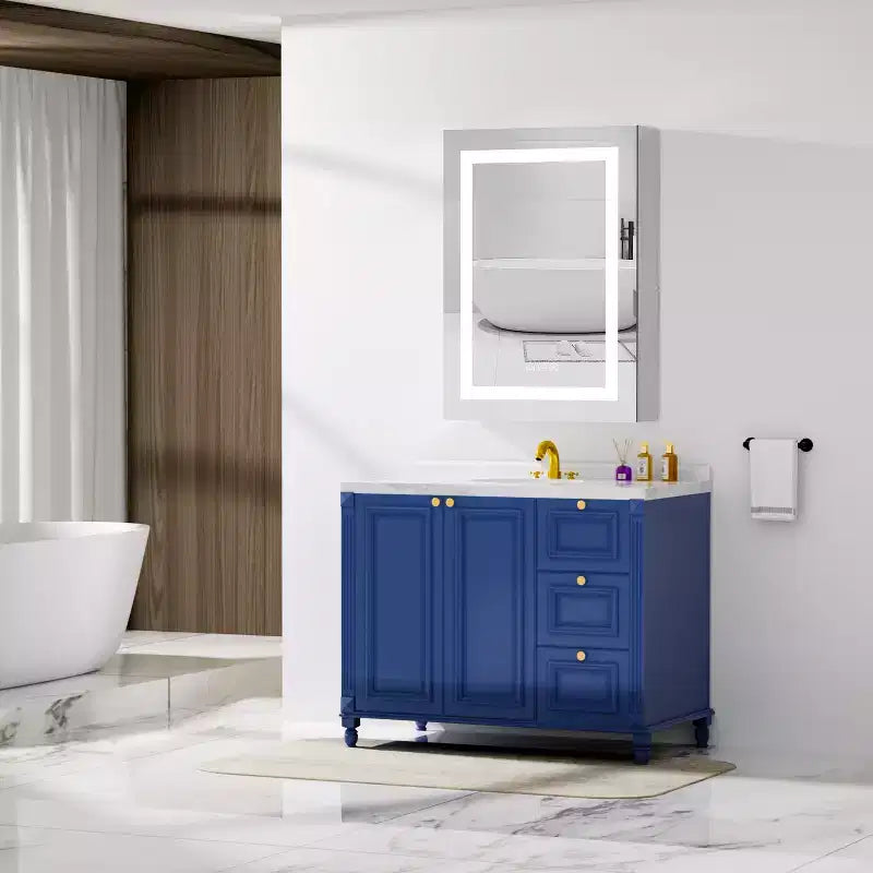 Pensile a specchio con luce, antiappannamento e dimmer – Alluminio da parete