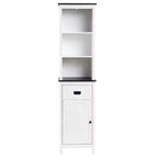 White Wood 63-Inch Tower Bathroom Storage Cabinet