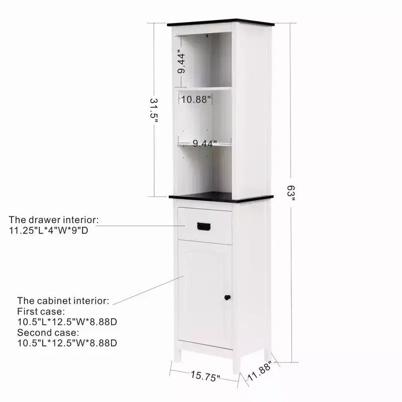 Mobile contenitore da bagno a torre in legno bianco da 160 cm