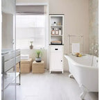 Mobile contenitore da bagno a torre in legno bianco da 160 cm