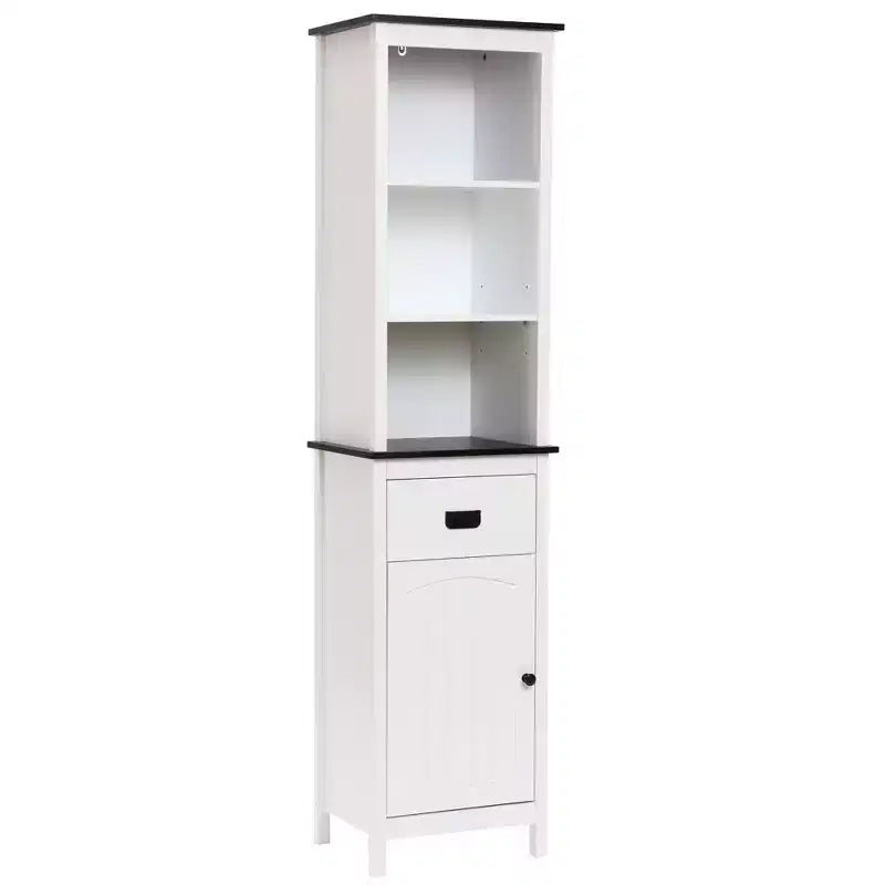Mobile contenitore da bagno a torre in legno bianco da 160 cm