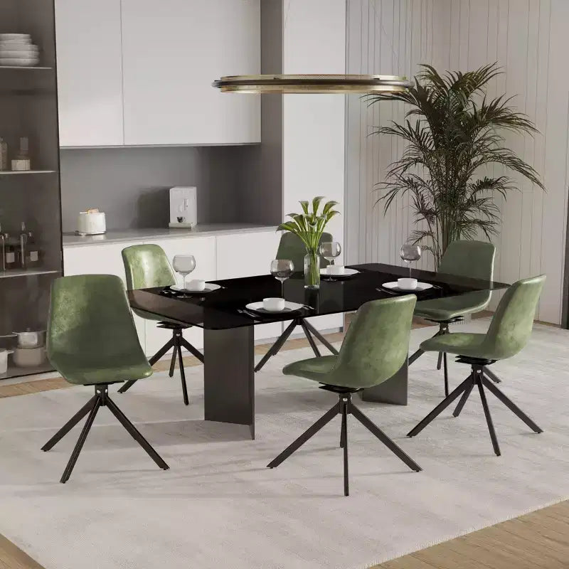 Sedia da pranzo girevole Markley Modern in pelle – Seduta imbottita con gambe in metallo