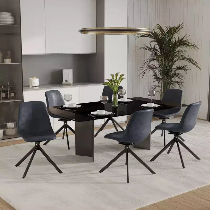Sedia da pranzo girevole Markley Modern in pelle – Seduta imbottita con gambe in metallo
