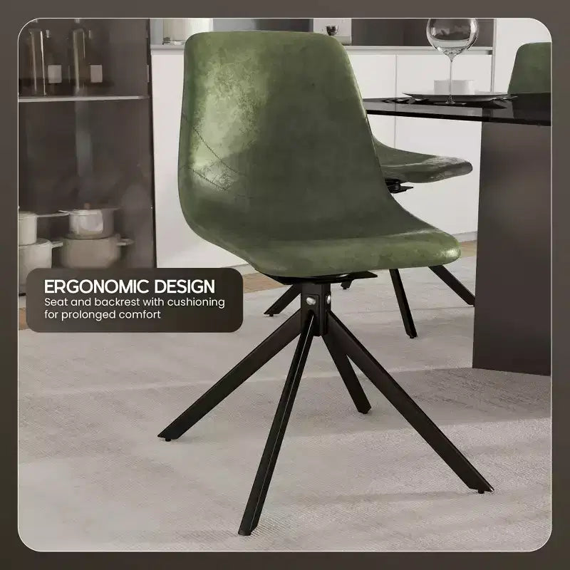 Sedia da pranzo girevole Markley Modern in pelle – Seduta imbottita con gambe in metallo