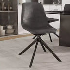 Sedia da pranzo girevole Markley Modern in pelle – Seduta imbottita con gambe in metallo