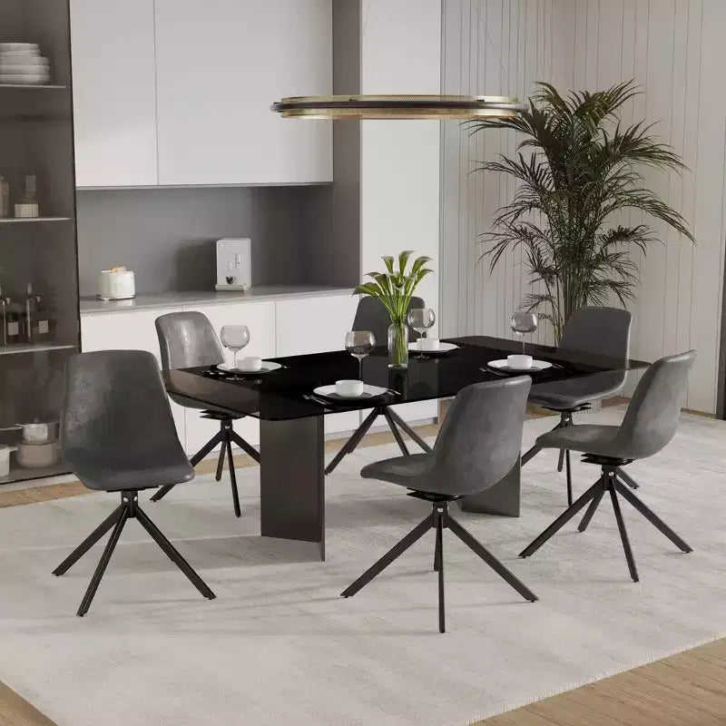 Sedia da pranzo girevole Markley Modern in pelle – Seduta imbottita con gambe in metallo