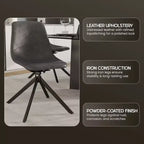 Sedia da pranzo girevole Markley Modern in pelle – Seduta imbottita con gambe in metallo