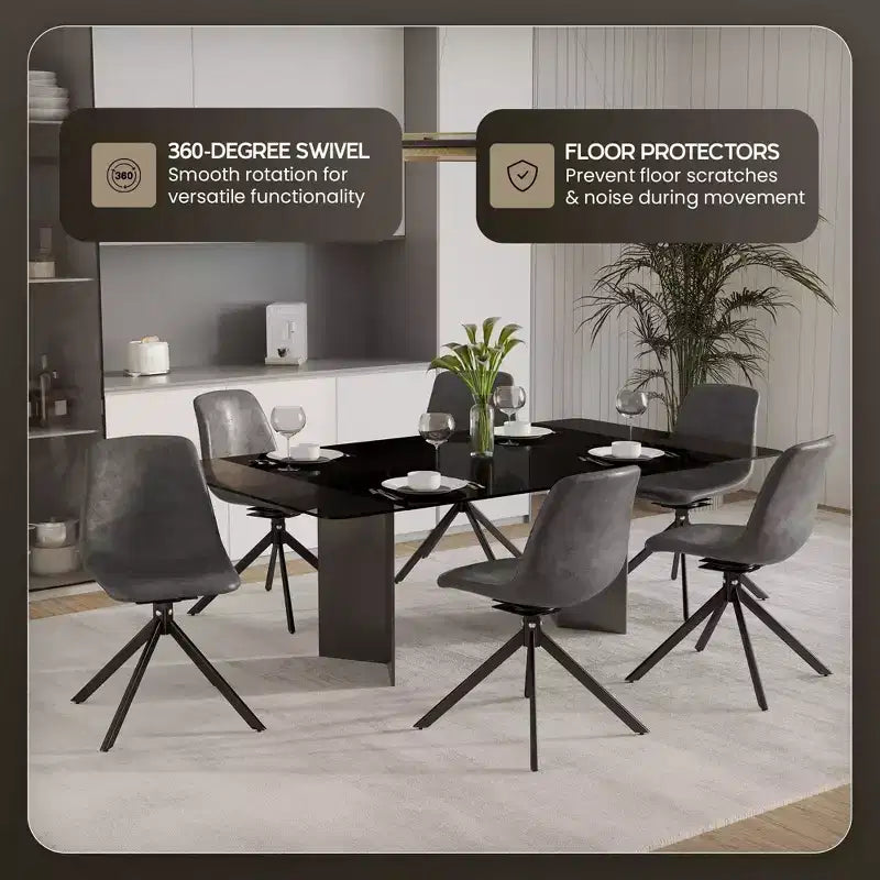 Sedia da pranzo girevole Markley Modern in pelle – Seduta imbottita con gambe in metallo