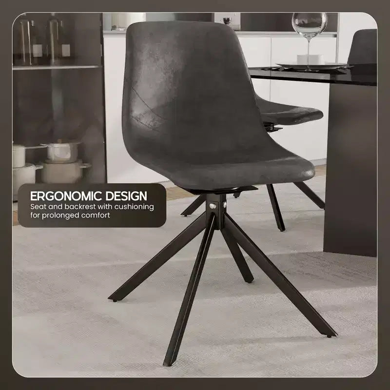 Sedia da pranzo girevole Markley Modern in pelle – Seduta imbottita con gambe in metallo