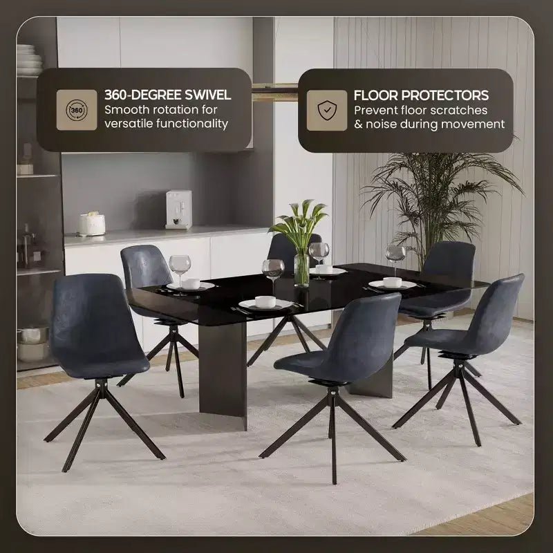 Sedia da pranzo girevole Markley Modern in pelle – Seduta imbottita con gambe in metallo