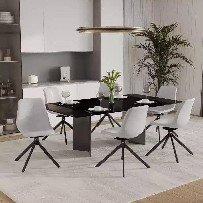 Sedia da pranzo girevole Markley Modern in pelle – Seduta imbottita con gambe in metallo