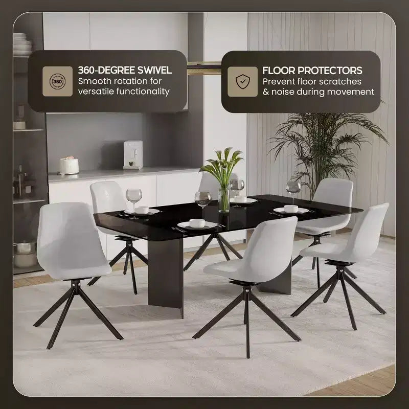 Sedia da pranzo girevole Markley Modern in pelle – Seduta imbottita con gambe in metallo