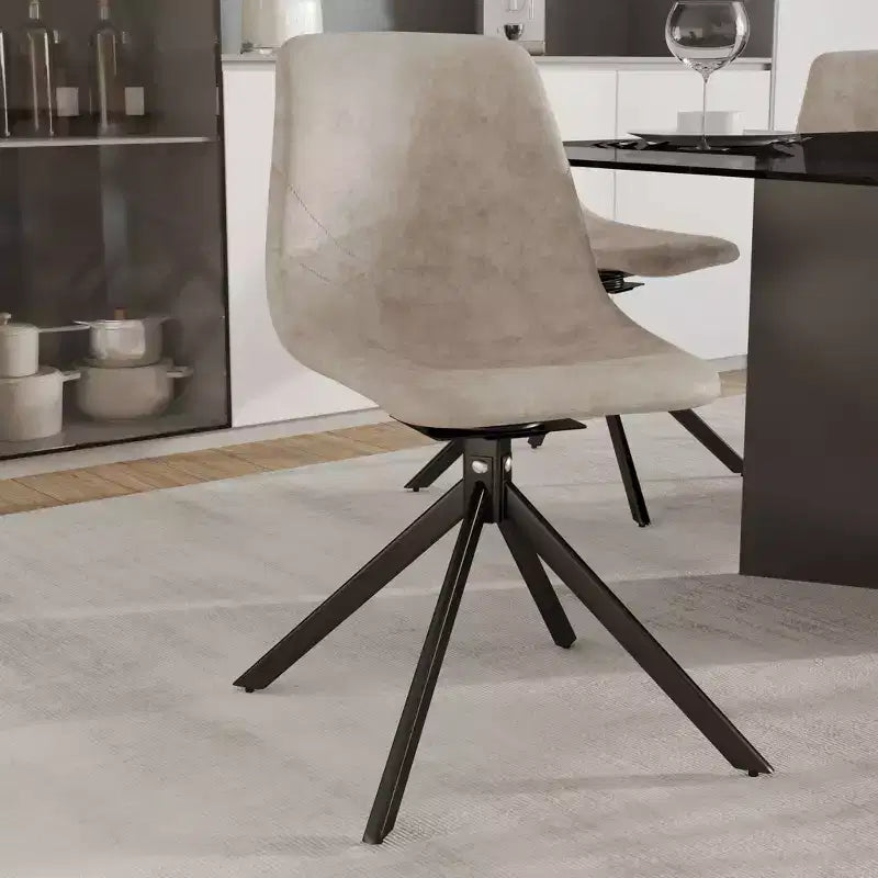 Sedia da pranzo girevole Markley Modern in pelle – Seduta imbottita con gambe in metallo