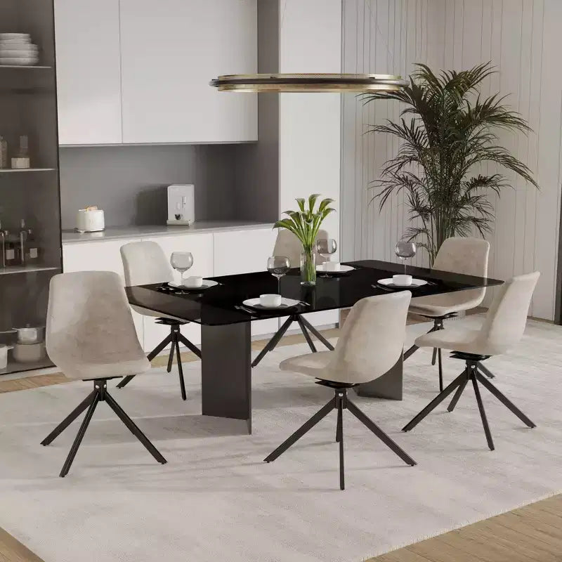 Sedia da pranzo girevole Markley Modern in pelle – Seduta imbottita con gambe in metallo