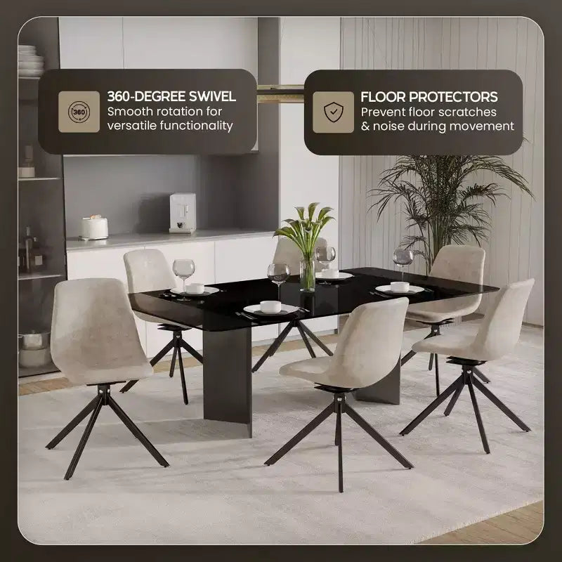 Sedia da pranzo girevole Markley Modern in pelle – Seduta imbottita con gambe in metallo