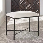 Panca piccola Avenham 61,0 cm in tessuto bianco – Accento moderno contemporaneo