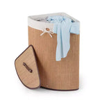 Corner Bamboo Laundry Hamper Basket with Removable Cloth Bin