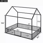 Letto a casetta con struttura in metallo, recinzione e porta – Struttura letto per la camera dei bambini