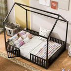 Letto a casetta con struttura in metallo, recinzione e porta – Struttura letto per la camera dei bambini