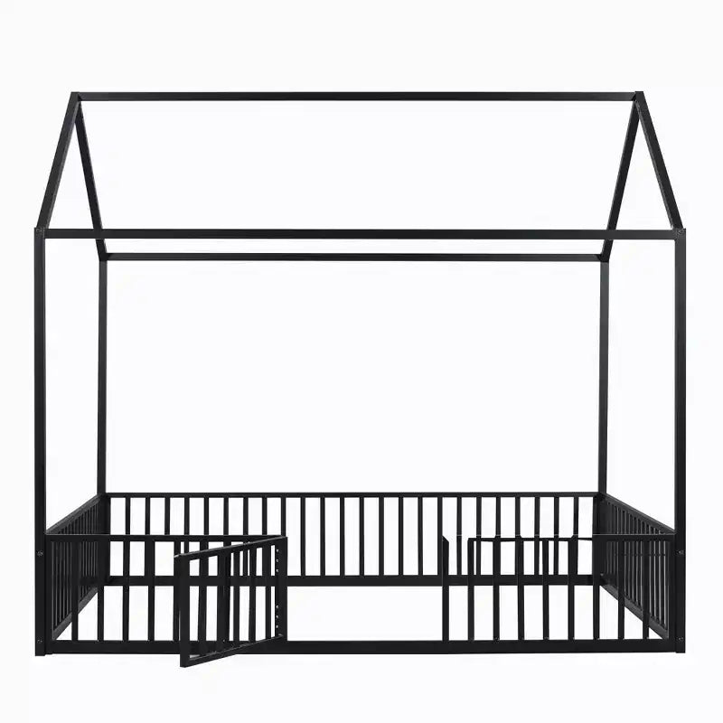 Letto a casetta con struttura in metallo, recinzione e porta – Struttura letto per la camera dei bambini
