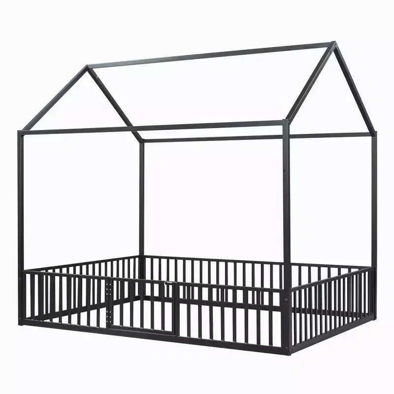 Letto a casetta con struttura in metallo, recinzione e porta – Struttura letto per la camera dei bambini