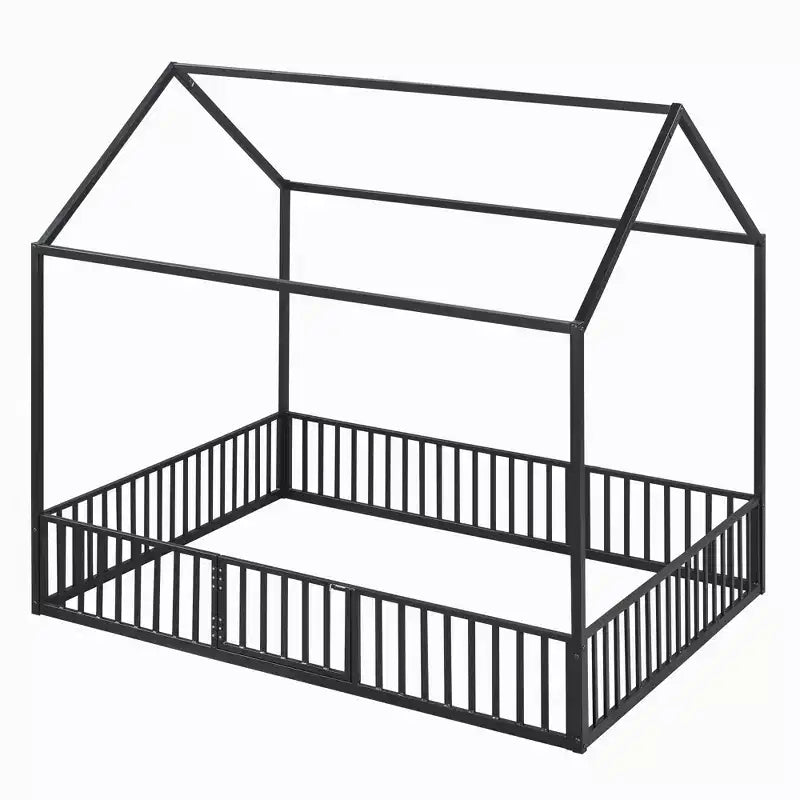 Letto a casetta con struttura in metallo, recinzione e porta – Struttura letto per la camera dei bambini