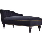 Divano Chaiselongue in Velluto da 147,3 cm – Bracciolo a Destra con Borchie e Gambe Solide