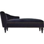 Divano Chaiselongue in Velluto da 147,3 cm – Bracciolo a Destra con Borchie e Gambe Solide