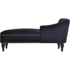 Divano Chaiselongue in Velluto da 147,3 cm – Bracciolo a Destra con Borchie e Gambe Solide