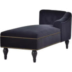 Divano Chaiselongue in Velluto da 147,3 cm – Bracciolo a Destra con Borchie e Gambe Solide