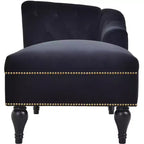 Divano Chaiselongue in Velluto da 147,3 cm – Bracciolo a Destra con Borchie e Gambe Solide