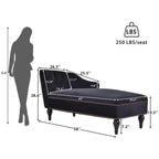 Divano Chaiselongue in Velluto da 147,3 cm – Bracciolo a Destra con Borchie e Gambe Solide