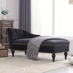 Divano Chaiselongue in Velluto da 147,3 cm – Bracciolo a Destra con Borchie e Gambe Solide