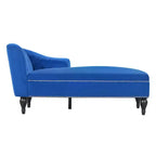 Divano Chaiselongue in Velluto da 147,3 cm – Bracciolo a Destra con Borchie e Gambe Solide
