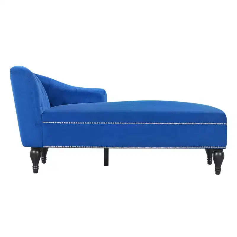 58’’ Velvet Chaise Lounge Sofa – Right Arm Facing with Nailhead Trim & Solid Legs
