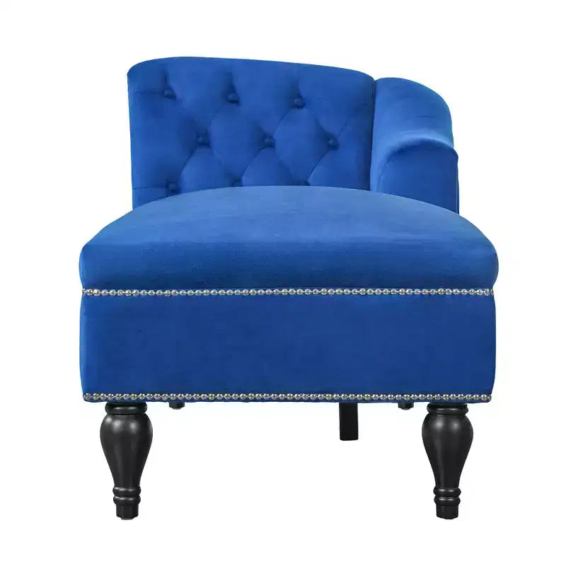 58’’ Velvet Chaise Lounge Sofa – Right Arm Facing with Nailhead Trim & Solid Legs
