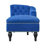 Divano Chaiselongue in Velluto da 147,3 cm – Bracciolo a Destra con Borchie e Gambe Solide