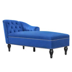 Divano Chaiselongue in Velluto da 147,3 cm – Bracciolo a Destra con Borchie e Gambe Solide